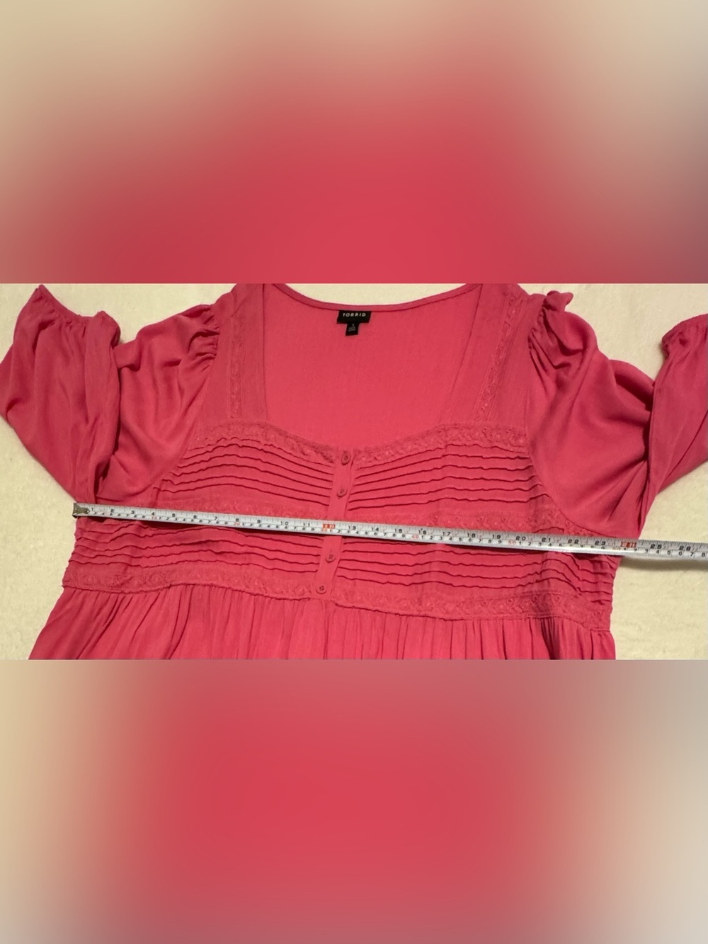 Torrid Mini Rayon Pink Slub Pintuck Neck Skater Dress Size 3X - Picture 9 of 11